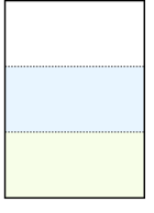 ミシン目入り用紙（３分割）ホワイト／ブルー／グリーン