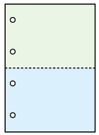 ミシン目入り用紙（２分割）グリーン／ブルー
